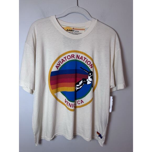 Aviator Nation Women's SIGNATURE TEE - VINTAGE WHITE Sz L NWT $88 - Picture 4 of 11
